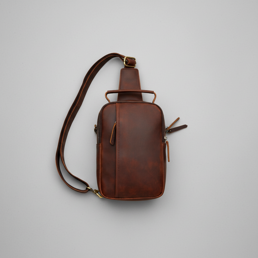 Newsbirds High Quality Big Chest Bag Real Cowhide Leather Chest Bags Crazy Horse Leather Men's Sling Bag Chest Pack for Man Male