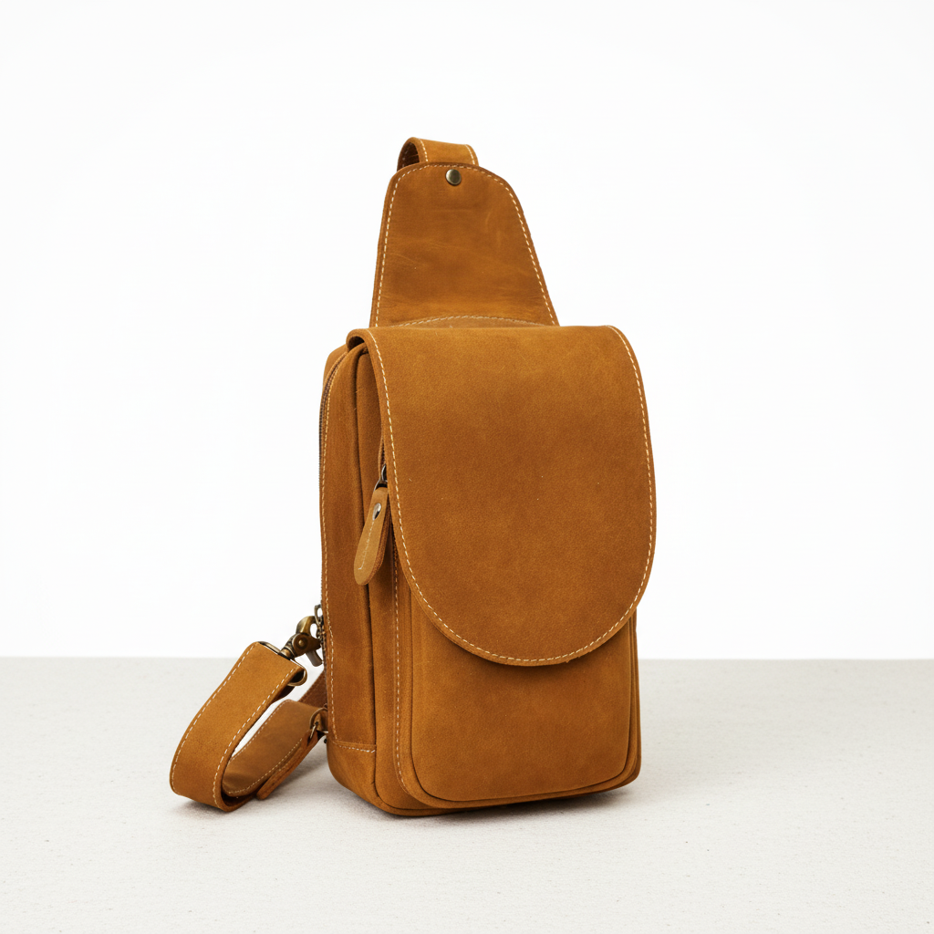 Newsbirds High Quality Big Chest Bag Real Cowhide Leather Chest Bags Crazy Horse Leather Men's Sling Bag Chest Pack for Man Male