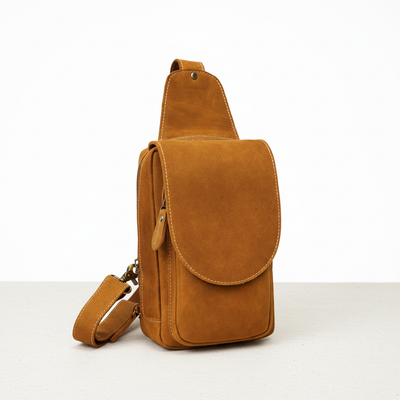 Newsbirds High Quality Big Chest Bag Real Cowhide Leather Chest Bags Crazy Horse Leather Men's Sling Bag Chest Pack for Man Male