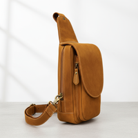 Newsbirds High Quality Big Chest Bag Real Cowhide Leather Chest Bags Crazy Horse Leather Men's Sling Bag Chest Pack for Man Male