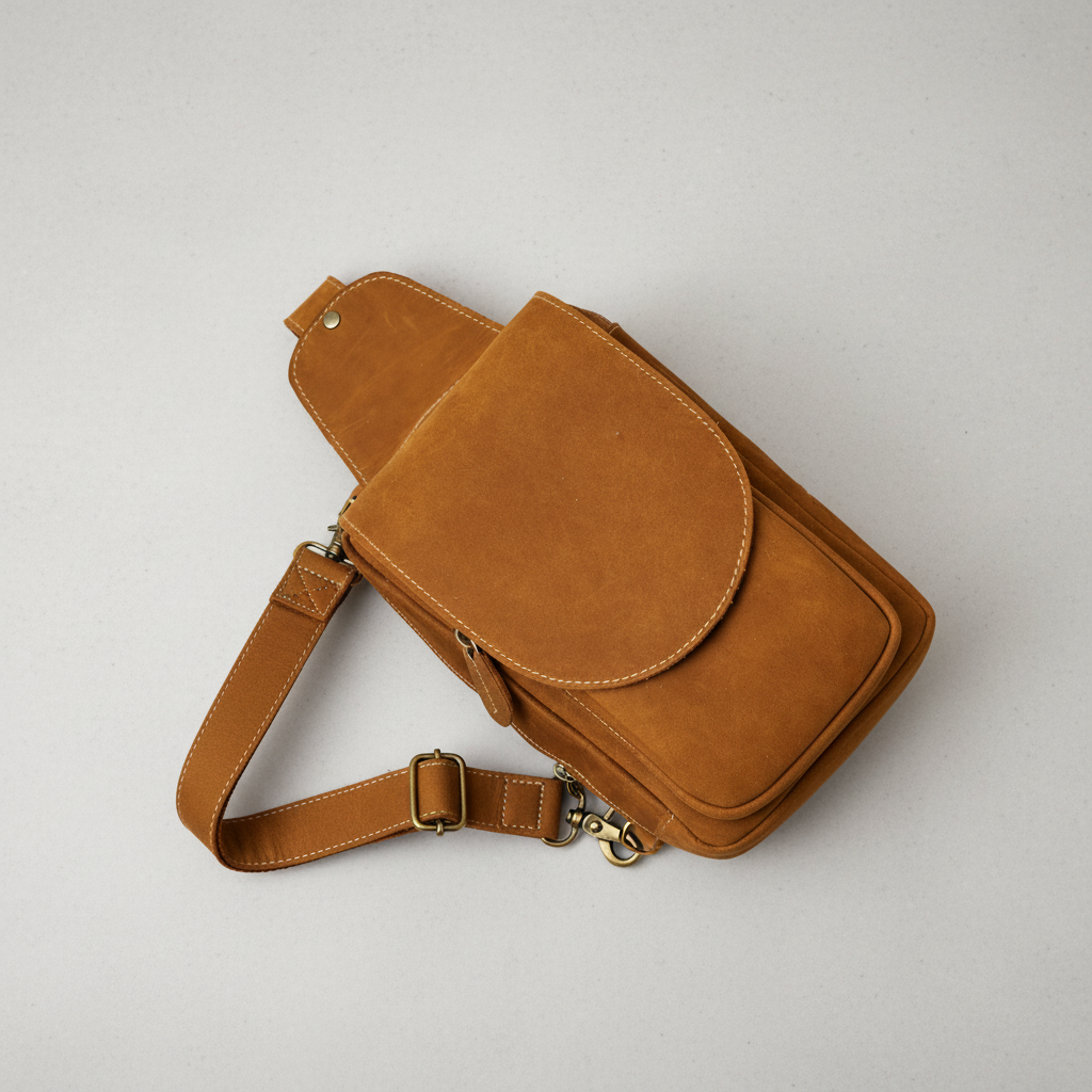 Newsbirds High Quality Big Chest Bag Real Cowhide Leather Chest Bags Crazy Horse Leather Men's Sling Bag Chest Pack for Man Male