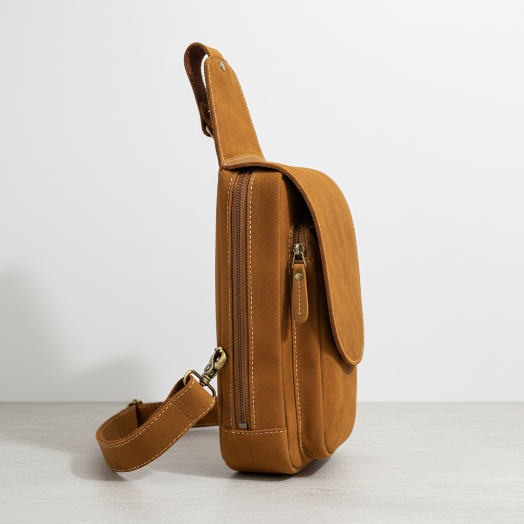 Newsbirds High Quality Big Chest Bag Real Cowhide Leather Chest Bags Crazy Horse Leather Men's Sling Bag Chest Pack for Man Male