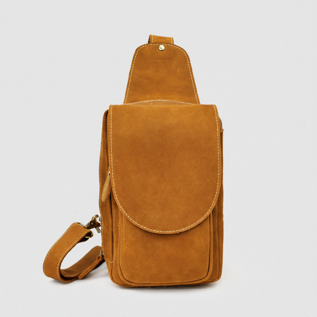 Newsbirds High Quality Big Chest Bag Real Cowhide Leather Chest Bags Crazy Horse Leather Men's Sling Bag Chest Pack for Man Male